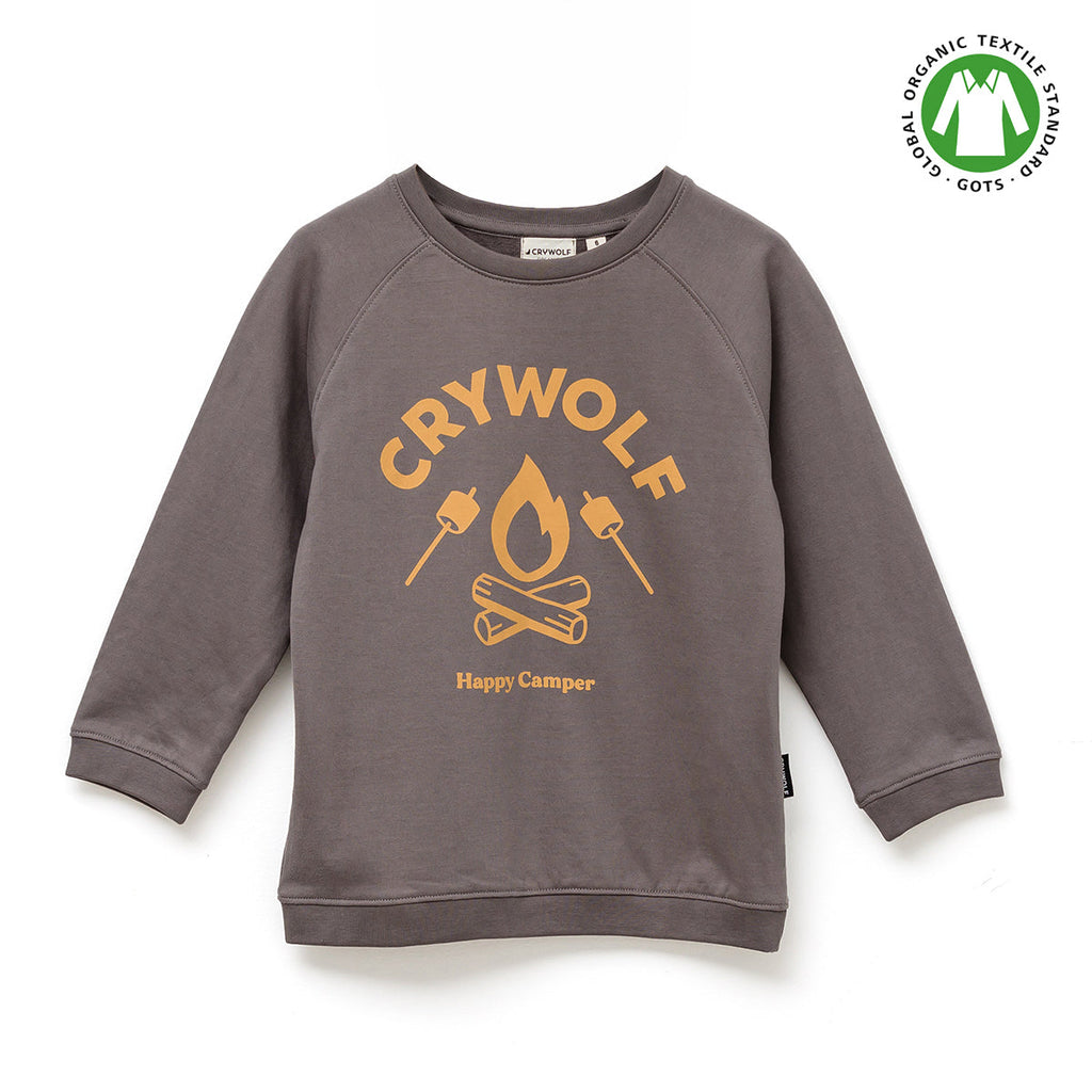 Crywolf Organic Sweater Charcoal Front View GOTS