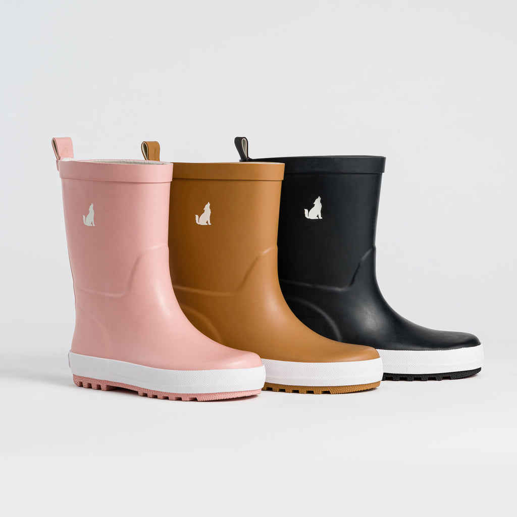Three Different Colours of Crywolf Rainboots - Side View